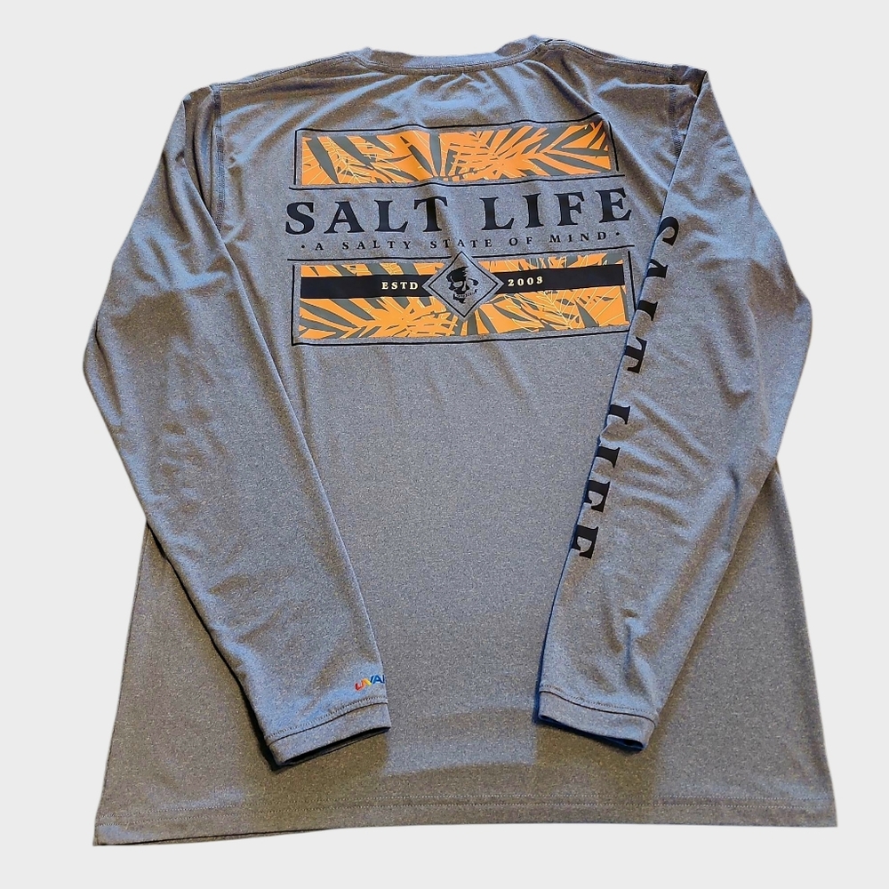 Men's Salt Life SLX Long‎ Sleeve Blue Crew Neck Size Medium